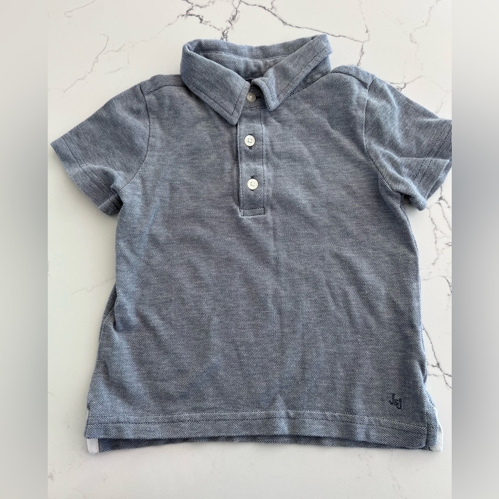 Janie and Jack Classic Pique Polo light indigo heather